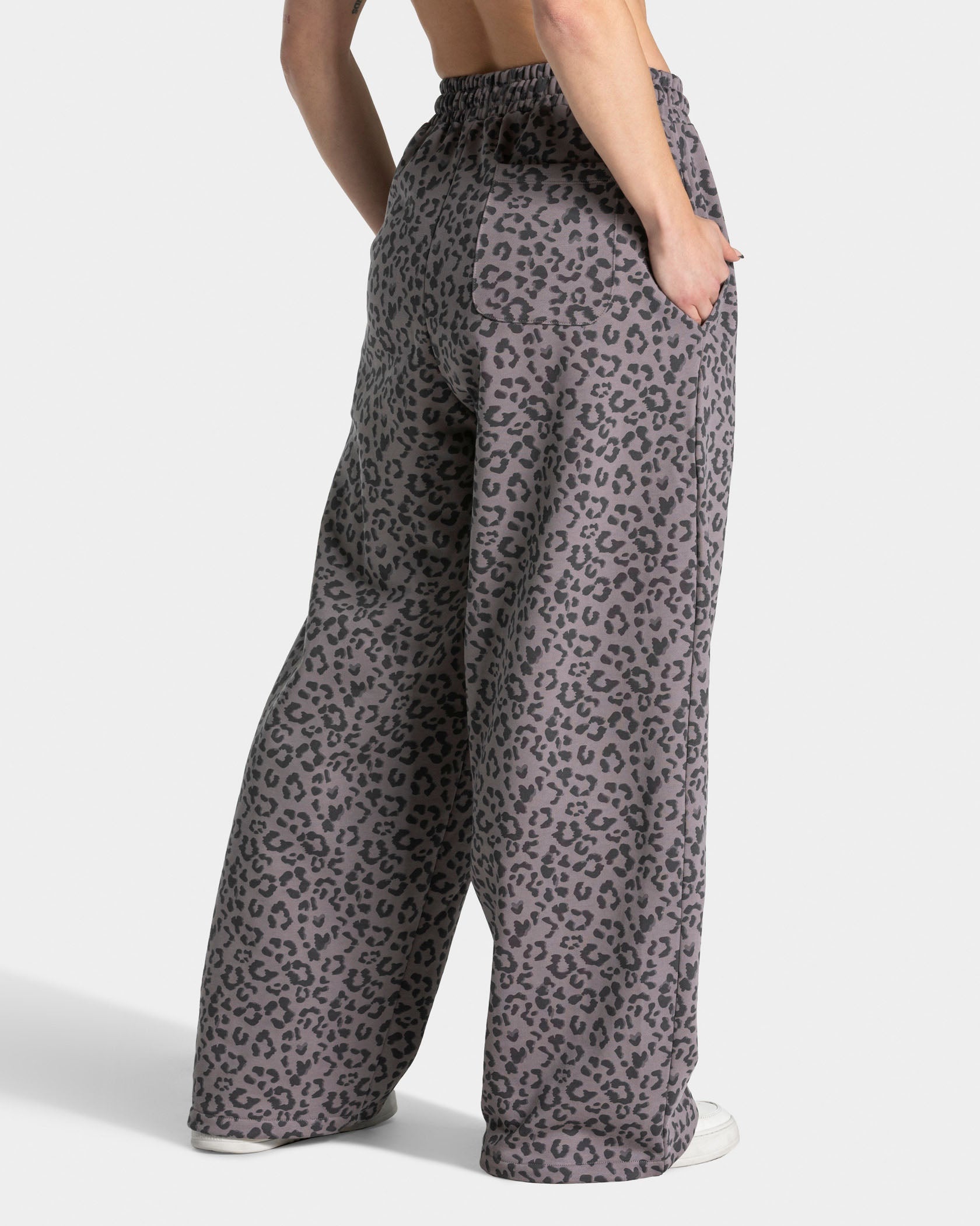 Pantalon de jogging Wide Leg Contrastline « léopard graphite »