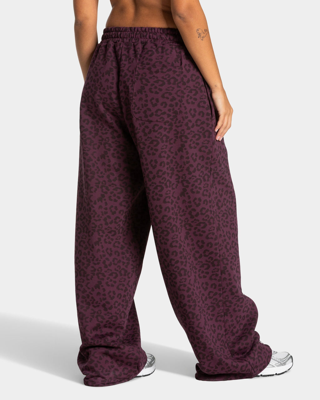 Pantalon de jogging Wide Leg Contrastline « léopard Merlot »