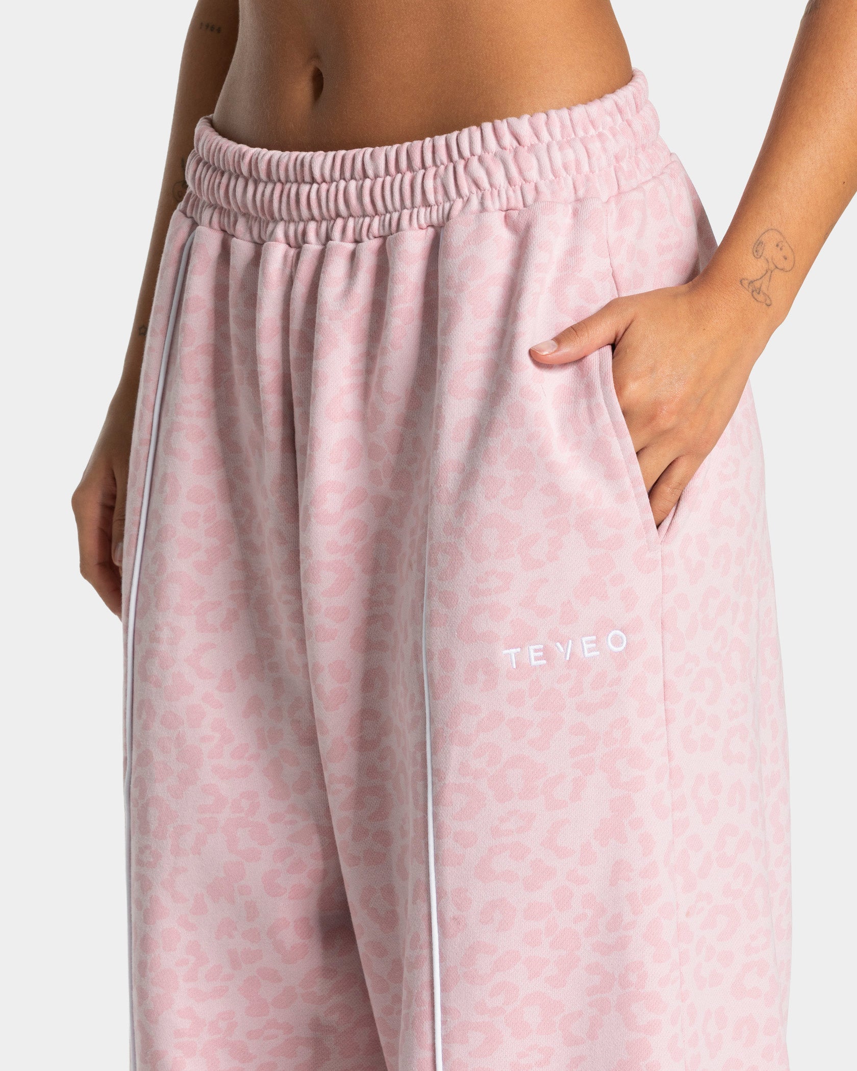 Pantalon de jogging Wide Leg Contrastline « léopard rose »