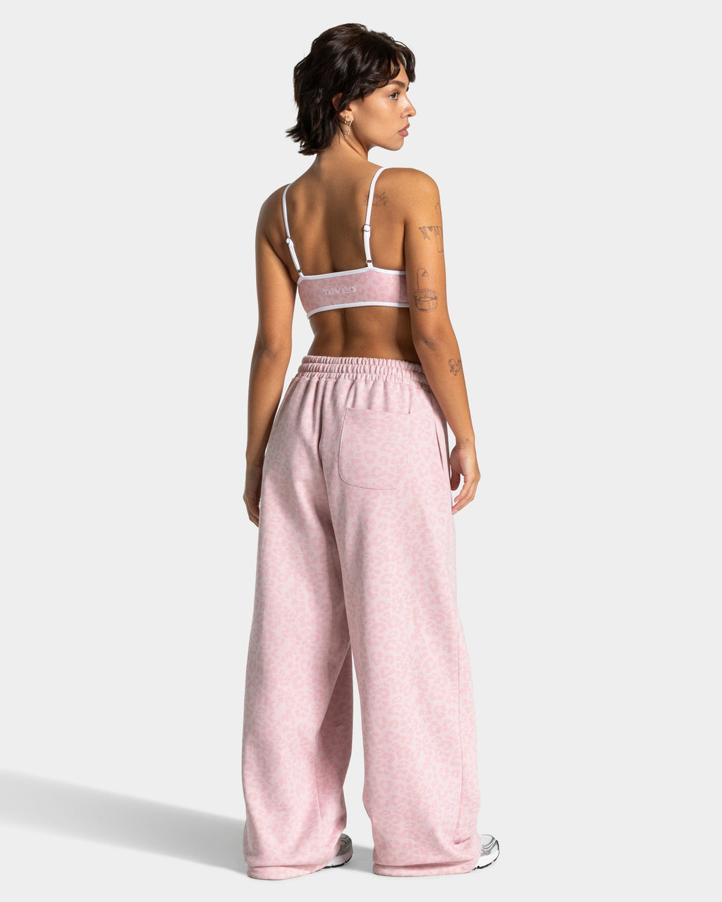 Pantalon de jogging Wide Leg Contrastline « léopard rose »