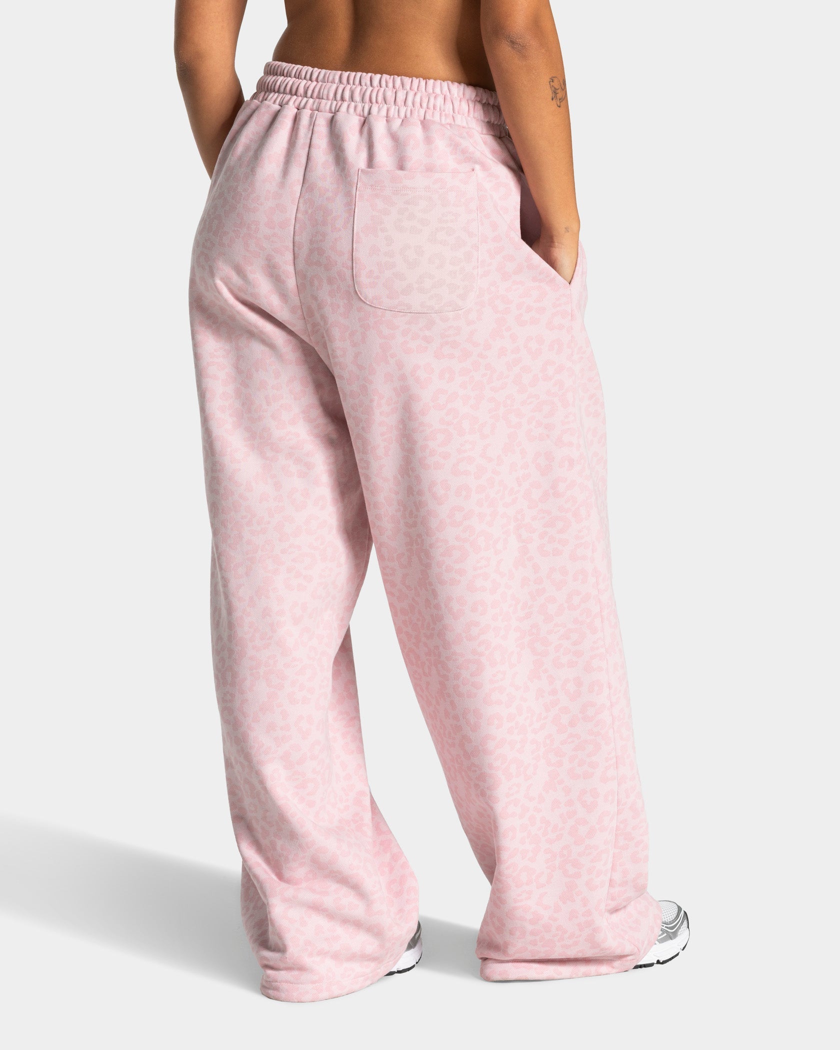 Pantalon de jogging Wide Leg Contrastline « léopard rose »