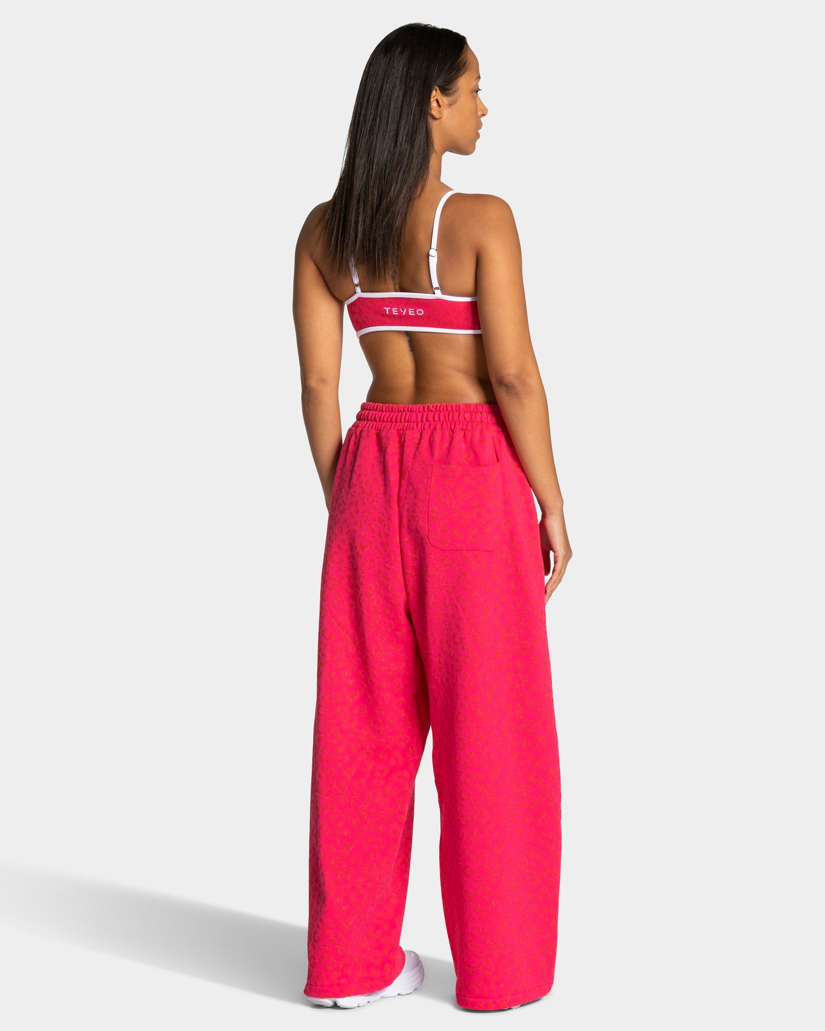 Pantalon de jogging Wide Leg Contrastline « Léopard Berry »