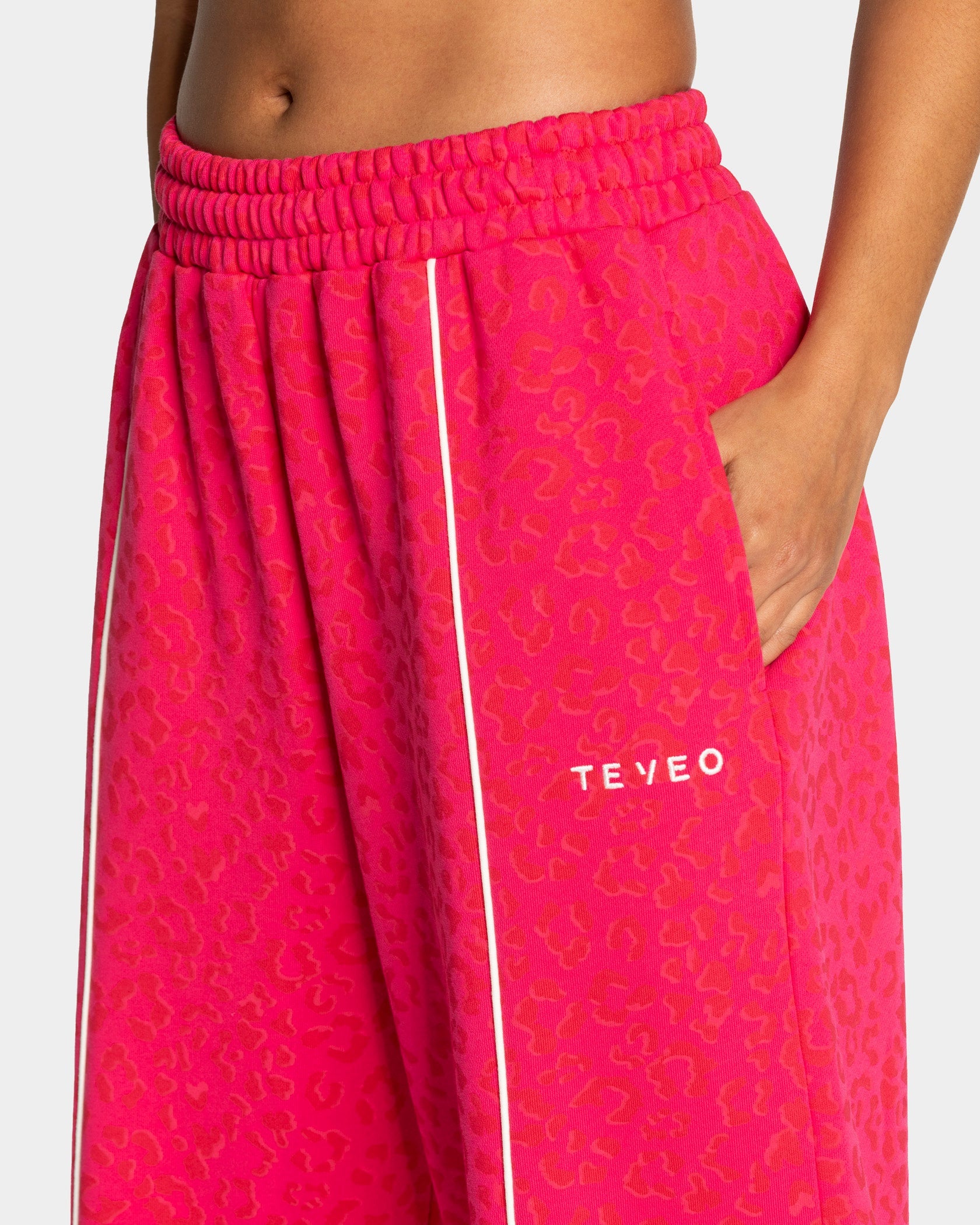 Pantalon de jogging Wide Leg Contrastline « Léopard Berry »