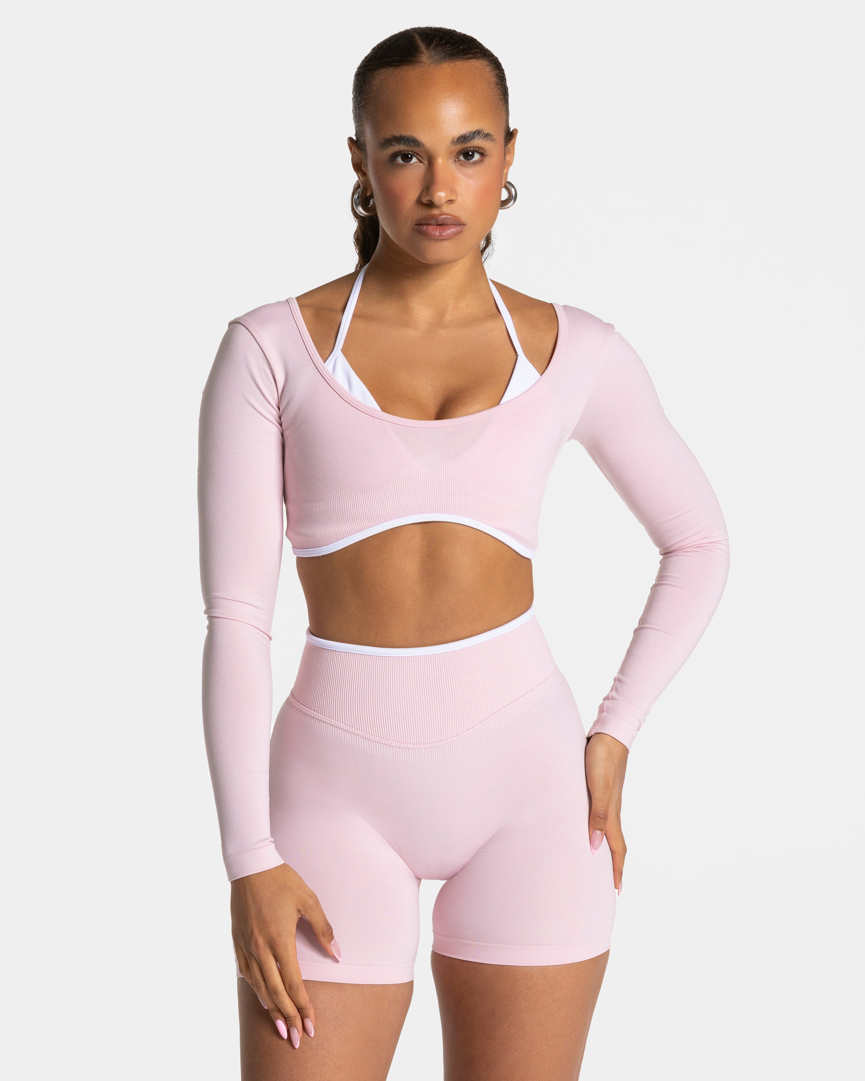 Haut à manches longues Contrastline « rose »