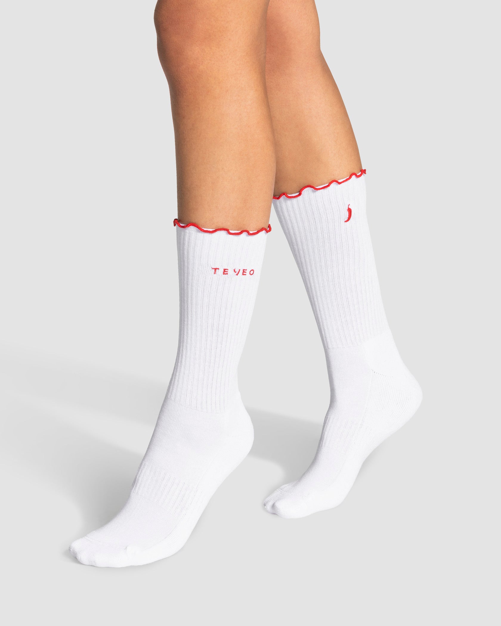 Chaussettes à volants Valentine (2 paires) « Rose Chili/blanc Chili »